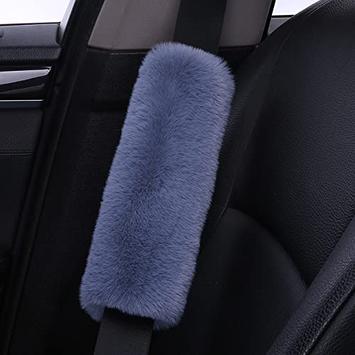 2-Pack Soft Plush Seatbelt Covers for Kids - Comfortable Seat Belt Cushion for Newborns - Car Seat/Stroller Strap Accessories - Enhanced Driving Comfort & Protection (Grey)