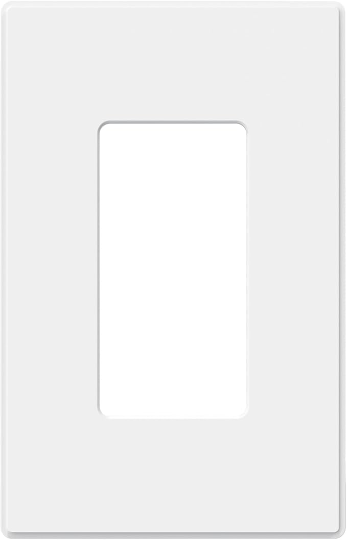 AIDA 1-Gang Screwless Decorative Wall Plates, Mid-Size Unbreakable Thermoplastic Faceplate Cover for Decorator Receptacle Outlet Switch, UL Listed (1 Pack, Matte White)