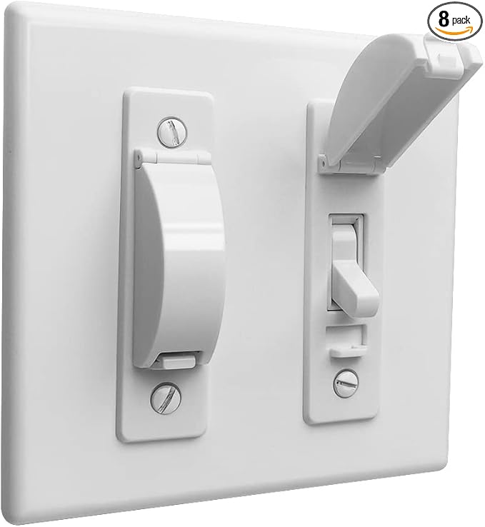 Wall Switch Guard, ILIVABLE Childproof Light Switch Plate Covers Protects Your Lights or Circuits from being Accidentally Turned On or Off by Children and Adults (White, 8 Pack)