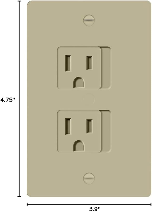 ENERLITES Child Proof Outlet Cover, Self-Closing, Fits Both Duplex and Decorator Outlet, Safety Design, Tamper-Resistant Socket Plug for Receptacle, Size 4.75" x 3.9", 8800-TR, Glossy Ivory