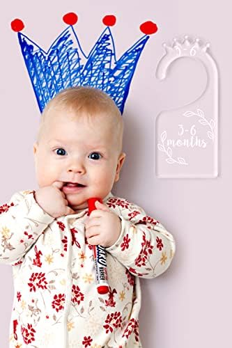 OneDream Baby Closet dividers Hanger separators - Set of 7 Baby Clothes dividers for Closet from Newborn to 24 Months, Acrylic Infant Clothes Divider Support DIY Pattern by Yourself