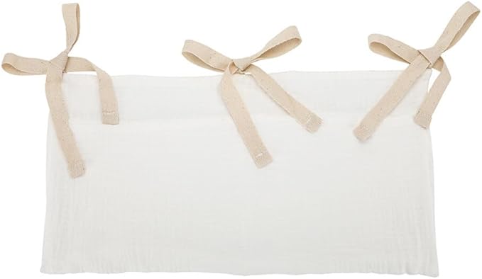 Baby Diaper Caddy Organizer, Diaper Stacker, Baby Crib Hanging Pocket with Straps Classified Storage Bag Organizer for Nursery Diapers Wipes Baby Essentials (White)