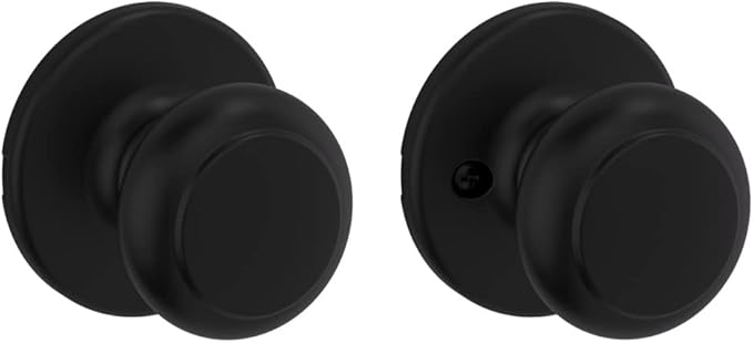 Kwikset Cove Interior Passage Door Knob, Handle For Closet and Hallway Doors, Non-Locking Doorknob, Matte Black