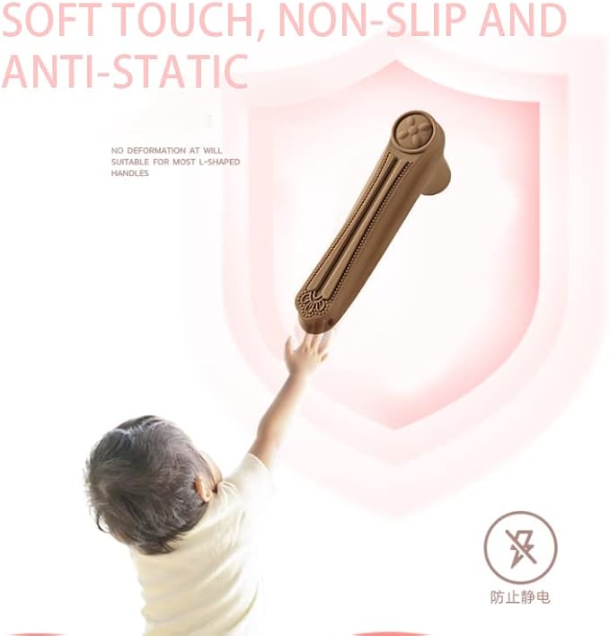 Brown Door Handle Protector, Baby Safety Anti-Collision Anti Static Electricity Door Handle Silicone Protective Cover for Edge Corner Children protectoin