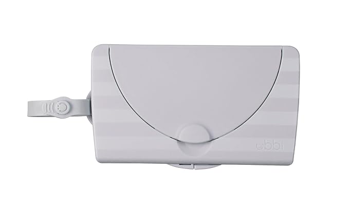 Ubbi On-The-Go Baby Wipes Dispenser, Portable Wipes Container for Travel, Diaper Bag Accessory Must Have for Newborns, Reusable Wipes Holder, Gray