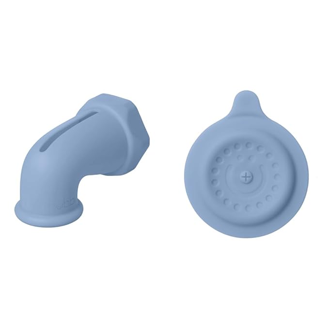 Ubbi Bath Spout Guard and Drain Stopper, Soft Silicone Spout Cover and Suction Cup Drain Plug for Baby Bath Time, Cloudy Blue