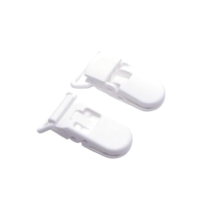 Sutoyuen 25Pcs Pacifier Clips Holders Suspender Mitten Binky Clip for DIY Dummy Chain Baby Blankets Bib Holder Suit for 20mm Ribbon (White)