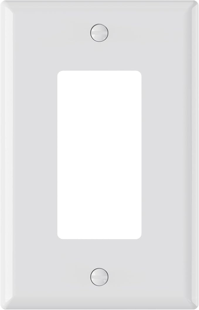AIDA Decorative Wall Plate, 1-Gang Mid-Size, Unbreakable Polycarbonate Faceplates. Designed for decorator devices, UL Listed,Screws Included(1 Pack, Glossy White)