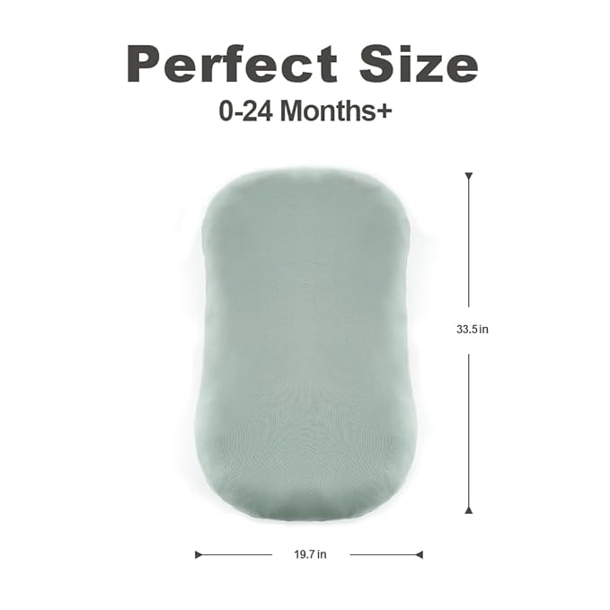 Infant Lounger, Baby Nest Cover, Soft Cotton and Waterproof Inner, Baby Floor Seat for Tummy Time, Baby Lounger for Newborn 0-24 Months, Essentials for Newborns (Green)