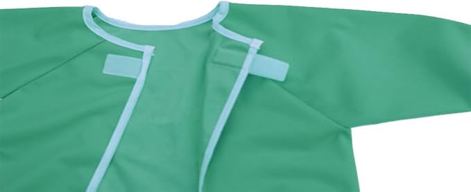Clean Cub Baby Led Weaning BLW Long Sleeve Apron Bib with Suction Cups for Infant and Toddlers (Green, 6-12)