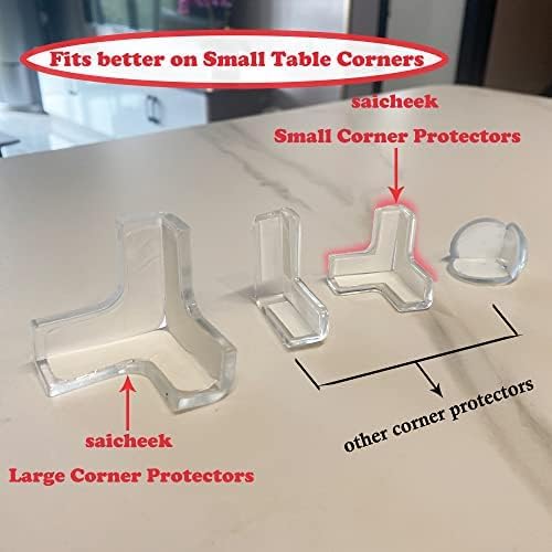 saicheek 4Pcs Small(Length: 1.4inch) Silicone Corner Protector Baby Proofing,Table Corner Protectors for Baby,Strong Adhesive T Shaped Baby Head Protector Table Corner Protectors for Furniture (4)