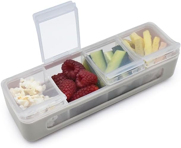 melii Snackle Box – 4 Separate Compartments with Lids, Divided Snack Container, Food Storage for Kids and Adults, Arts & Crafts, Beads, BPA-Free, Ivory