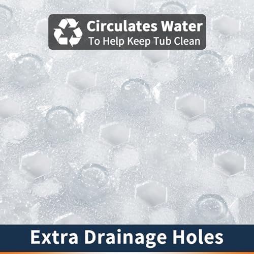 Yimobra Bath Tub Mat Non Slip, 34.5"x15.5" Long Shower Mat, Machine Washable Bathmat with Drain Holes and Suction Cups, Soft on Feet, Bathroom Essentials, Clear