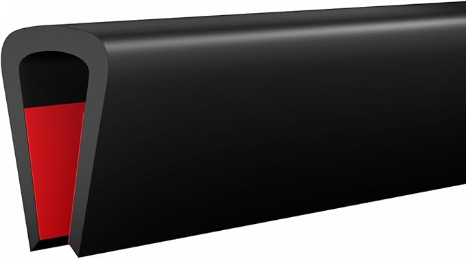 Silicone Edge Trim Self-Adhesive U Channel Silicone Edge Trim Edge Protector for Sheet Metal (Black, Fit 1/8" - L 10')