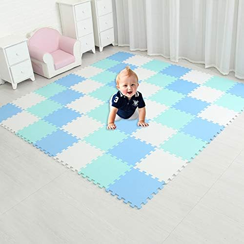 XMTMMD Soft Non-Toxic Foam Baby Play Mat | Toddler Playmat | EVA Foam Interlocking Tiles for Gym, Nursery, Playroom | 18 Squares Foam Floor Mats for Kids & Babies | Colorful Jigsaw Puzzle Play Mat