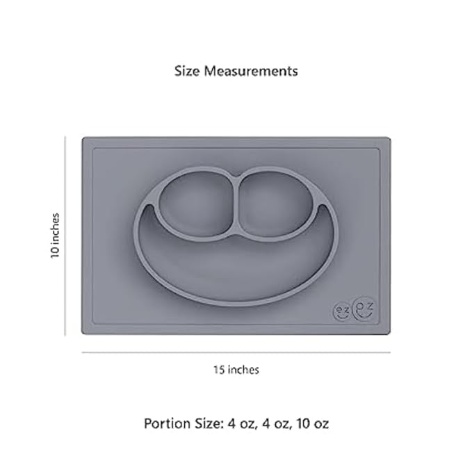 ezpz Happy Mat - 24 Months+ (Indigo) - 100% Silicone Suction Plate with Built-in Placemat for Toddlers + Preschoolers - Divided Toddler Plates - Toddler Essentials