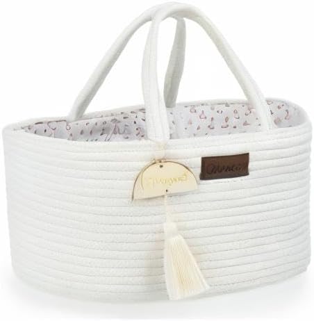 Yunioo Baby Diaper Caddy Organizer, Portable Nursery Storage Basket with Sturdy Handle Diaper Caddy Basket, Car Caddy for Diapers and Baby Wipes, Newborn Essentials