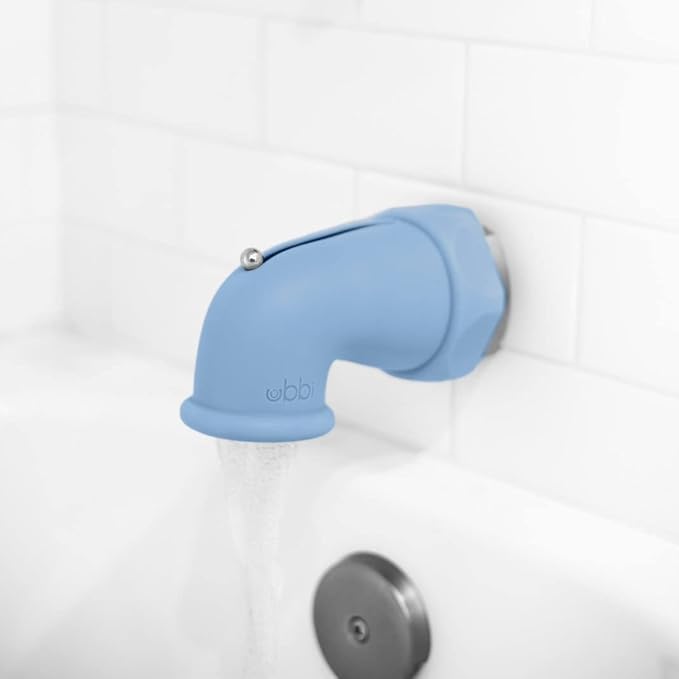 Ubbi Bath Spout Safety Guard, Soft Silicone Spout Cover for Baby Bath Time, Must Have Child Bathing Accessory, Large, Cloudy Blue