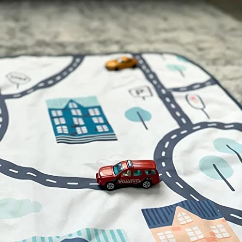 BapronBaby Tiny Town Splash Mat - Waterproof Catch-All for Under High Chairs, Floors, Tables, Playtime or Arts & Crafts - Machine Washable - 45" x 45”