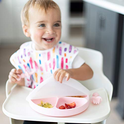 Bumkins Toddler and Baby Suction Plate, Divided Grip Dish Cover for Babies and Kids, Baby Led Weaning, Feeding Supplies, Store and Label Leftovers, Food Prep Portions, Fits Bumkins Dish and Plate