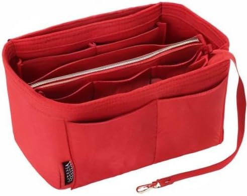 OPPOSHE Purse Organizer Insert for Handbags, Softened Felt Bag Insert Organizer for Tote, Compatible with LV, Coach, MK, Kate Spade, Goyard, Longchamp (Red, Slender Medium)