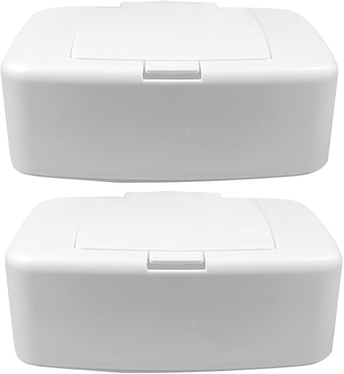 PRETYZOOM 6.7 Inch Plastic Wipe Storage Box Refillable Baby Wipes Holder with Lid for Nursery Bathroom Tissue Container Wet Tissue Case