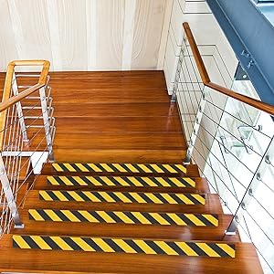 COSIMIXO 8" x 35Ft Black&Yellow Heavy Duty Anti Slip Tape for Stairs Outdoor/Indoor Waterproof Grip Tape Safety Non Skid Roll for Stair Steps Traction Tread Staircases Non Slip Strips