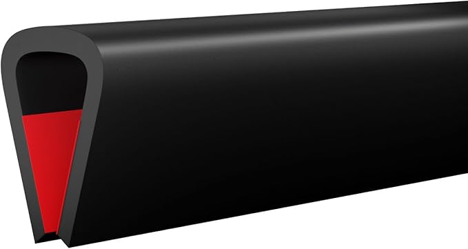 Silicone Edge Trim Self-Adhesive U Channel Silicone Edge Trim Edge Protector for Sheet Metal (Black, Fit 5/16" - L 10')