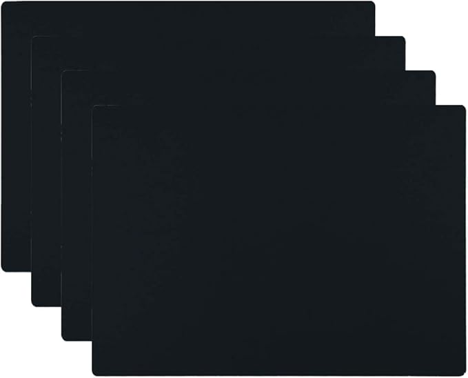 HomeDo Waterproof Silicone Placemats, Non-Stick Baking Mat, Non-Slip Dining Table Mat for Kids/Baby/Children, Heat Resistant Insulation Countertop Protector Pads (Black, 15.75x11.81Inch-4pack)
