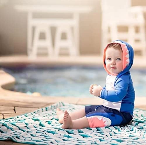 BapronBaby Shark Attack Splash Mat - Waterproof Catch-All for Under High Chairs, Floors, Tables, Playtime or Arts & Crafts - Machine Washable - 45" x 45”