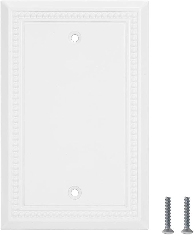 Henne Bery Sunken Pearls Heavy Duty Decorative Wall Plate Switch Plate Outlet Cover (Single Blank, 2 Pack, White)