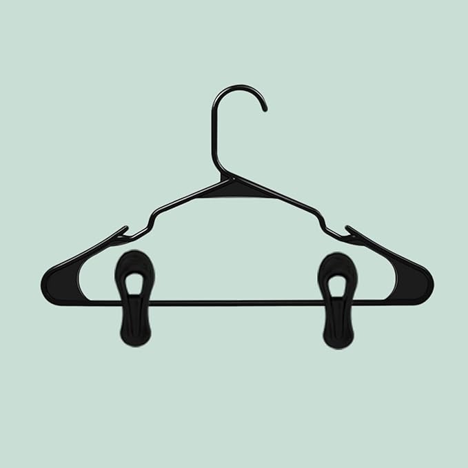 TOFIIGREM Black Hanger Clips 30 PCS, Plastic Hangers Clips Perfect for Plastic Velvet Hangers, Multi-Purpose Clothes Pins Finger Clip for Skirt Pants Hanger
