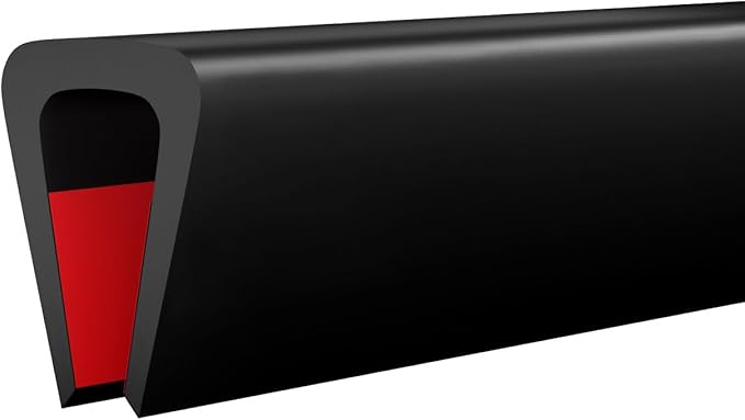 Silicone Edge Trim Self-Adhesive U Channel Silicone Edge Trim Edge Protector for Sheet Metal (Black, Fit 1/4" - L 20')