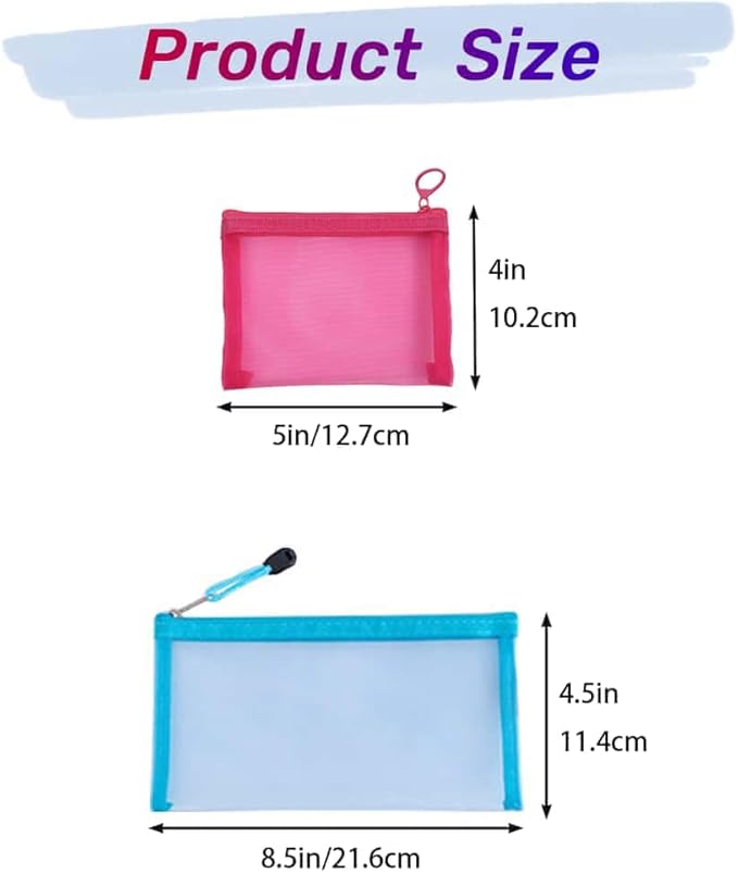 5 Pack Small Mesh Zipper Pouch Bags for Purse & 5 Pack Mesh Pencil Pouches, Mini Purse Organizer Pouches, Small Travel Toiletry Pouch Bag, Diaper Bag