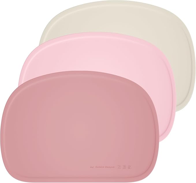 Cuddle Campus Set of 3 Silicone Placemats with Raised Edges for Kids,Toddlers,Babies, Non-Slip Dinning Table Mat, Baby Eating Mat, Food Mat Set 6