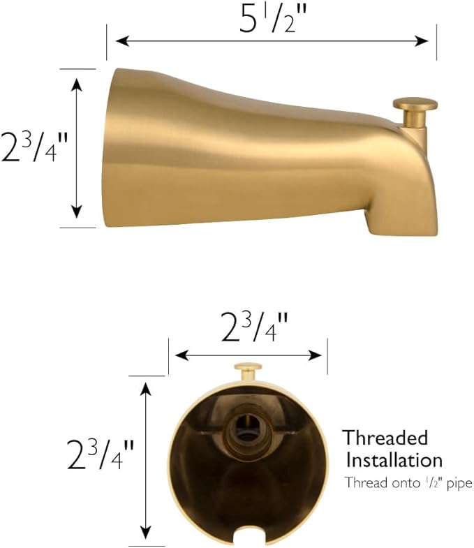 Design House 583898 Pull-Up Tub Diverter Spout, Satin Gold