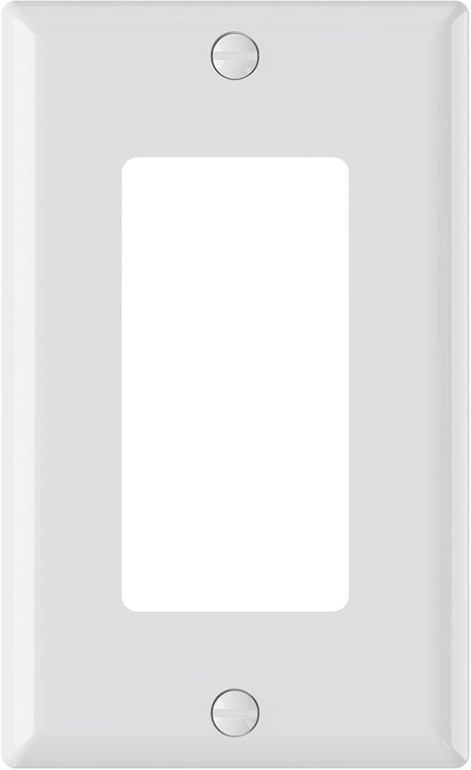 AIDA 1-Gang Decorative Receptacle Wall Plate,Standard Size Decorator Covers, Unbreakable Polycarbonate Faceplates for Decorator Device, UL Listed, Screws Included (1 Pack, Glossy White)