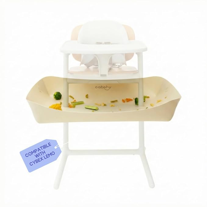 CATCHY -Food Catcher- Compatible with Cybex Lemo High Chair +12 Other High Chairs -Highchair Sold Separately- Baby & Toddler Food & Mess Catcher -Premium Linen Inspired- Under High Chair Accessory