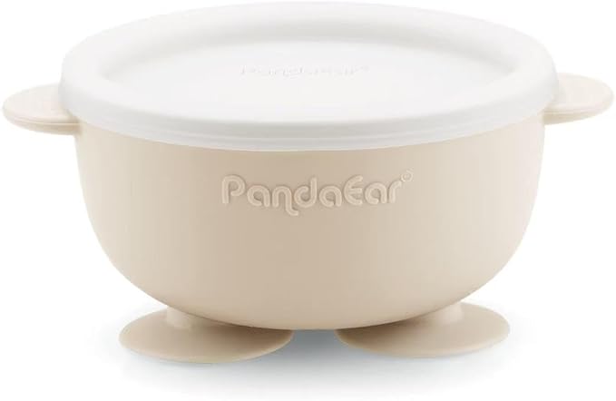 PandaEar 3 Pack Stainless Steel Baby Suction Bowls, Non-Slip Child Food Bowl with Silicone Sleeve for Kids Toddlers Infants, Unbreakable & Mess Free (Blue Green Beige, With Lids)