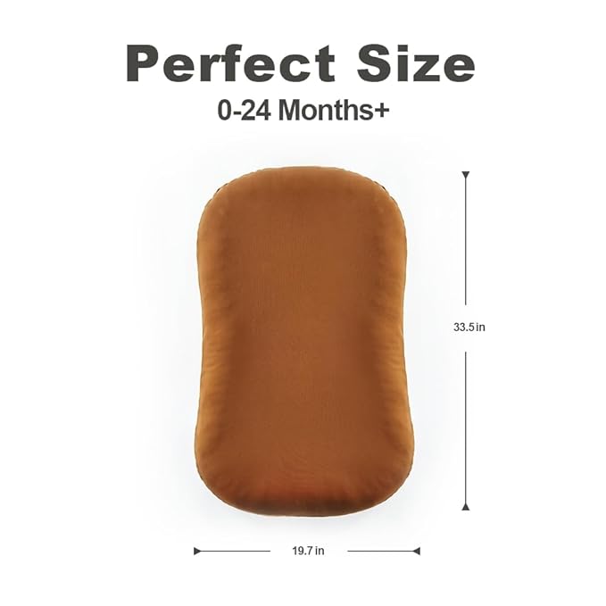 Infant Lounger, Baby Nest Cover, Soft Cotton and Waterproof Inner, Baby Floor Seat for Tummy Time, Baby Lounger for Newborn 0-24 Months, Essentials for Newborns (Brown)