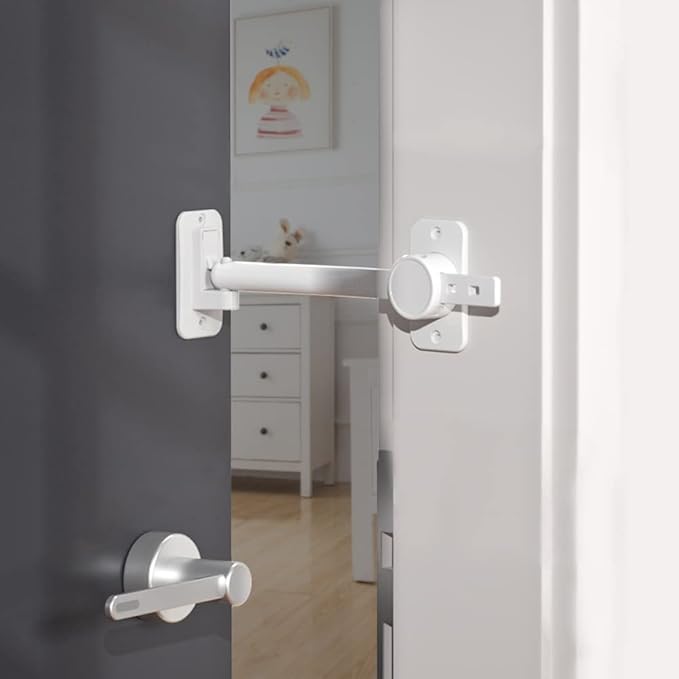 SAFELON 1Pcs Baby Safety Door Finger Pinch Guard, Door Lock & Door Stopper for Kids & Pets, Convenient Cats Entry, Adjustable Door Latch for Dogs No More Pet Gates
