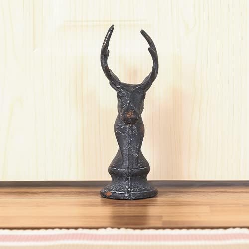 Cast Iron Stag Head Wedge Floor Door Stop, Black Finish, 2.3 lbs……
