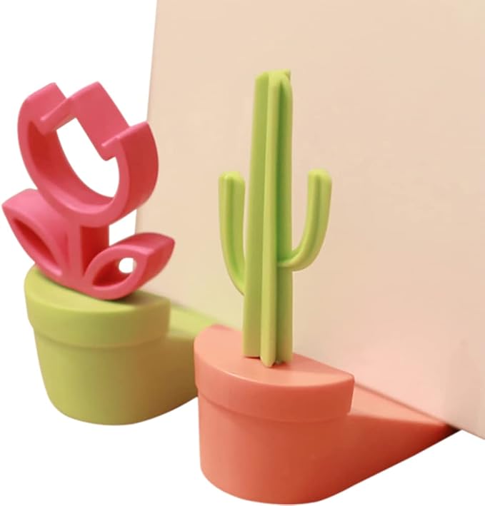 WAYUTO 2Pack Cute Door Stopper Cactus and Flowers Decorative Silicone Door Stop Novelty Funny Door Stops Rubber Door Stop Wedge for Home Office Bedroom Doorstop Cute Gifts for Women Girls