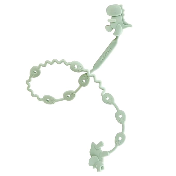 PandaEar Baby Toy Straps - 5 Pack Dinosaur Silicone Pacifier Teether Harness Straps - Adjustable Baby Toy Holder for Bottles, Strollers, High Chairs, Cribs