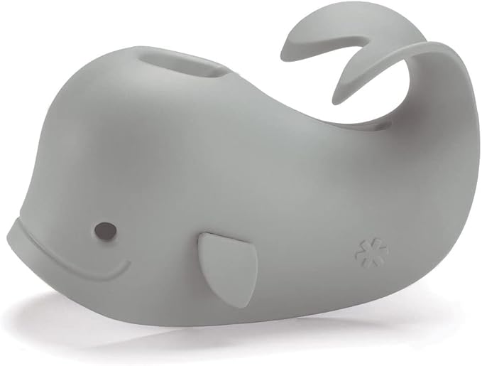 Skip Hop Baby Bath Rinse Cup, Moby Tear-Free Waterfall Rinser, Grey & Baby Bath Spout Cover, Universal Fit, Moby, Grey