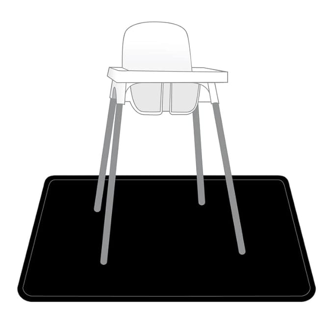BapronBaby Minimalist Black Splash Mat - Waterproof Catch-All for Under High Chairs, Floors, Tables, Playtime or Arts & Crafts - Machine Washable - 45" x 45”