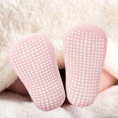 10 Pairs Baby Crawling Anti Slip Knee Pads and Anti Slip Baby Socks Set Unisex Toddler Knee Protectors Non Slip Ankle Socks