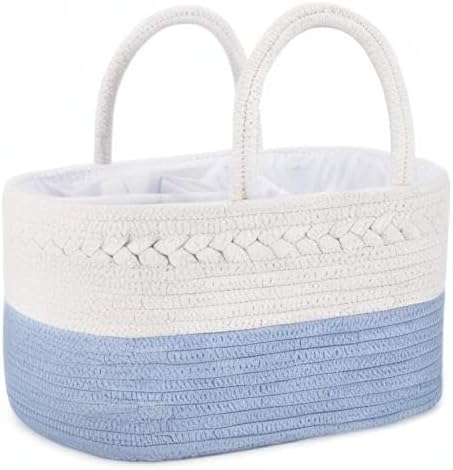 ABenkle Diaper Caddy Organizer - Cotton Rope Nursery Storage Basket for Baby Essentials, Boys & Girls Shower Gift, Changing Table Organizer