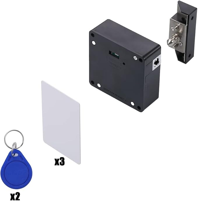 RFID Lock Electronic Cabinet Lock with USB Cable - Hidden DIY Lock for Wooden Cabinet Drawer Locker Cupboard Gun Box with 5 Key Cards/Fobs