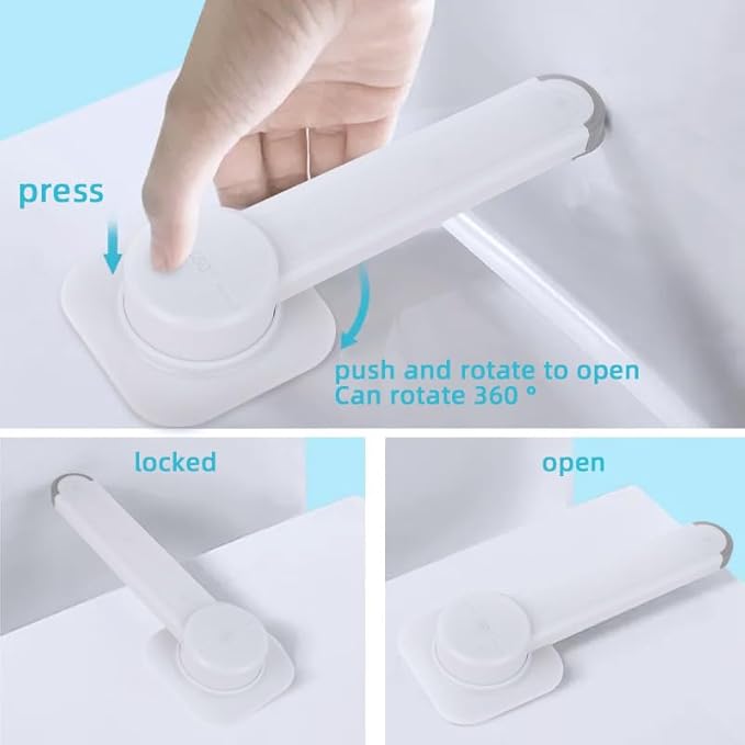 2-Pack Toilet Locks Baby Proof - No-Drill Adhesive Toilet Seats Lock Toilet Lid Lock - Easy Installation Fits Most Standard Toilets